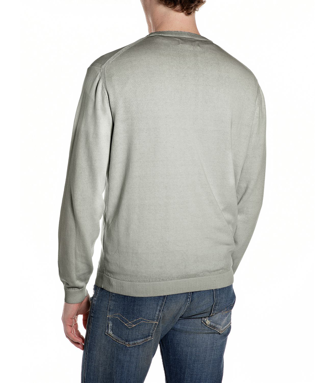 オンブレコットンクルーネックロングスリーブセーター 詳細画像 モスグリーン 2